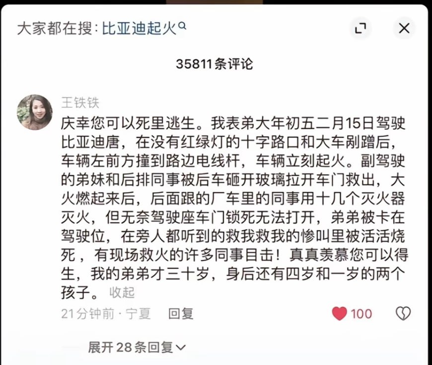 因车门无法打开 车主被烧死 比亚迪唐  第2张